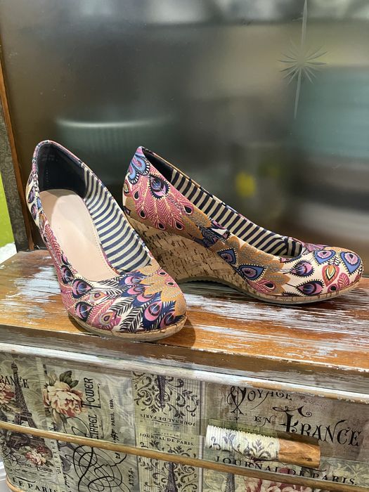 Дамски обувки, шарени, цветни, холандски ток, 38