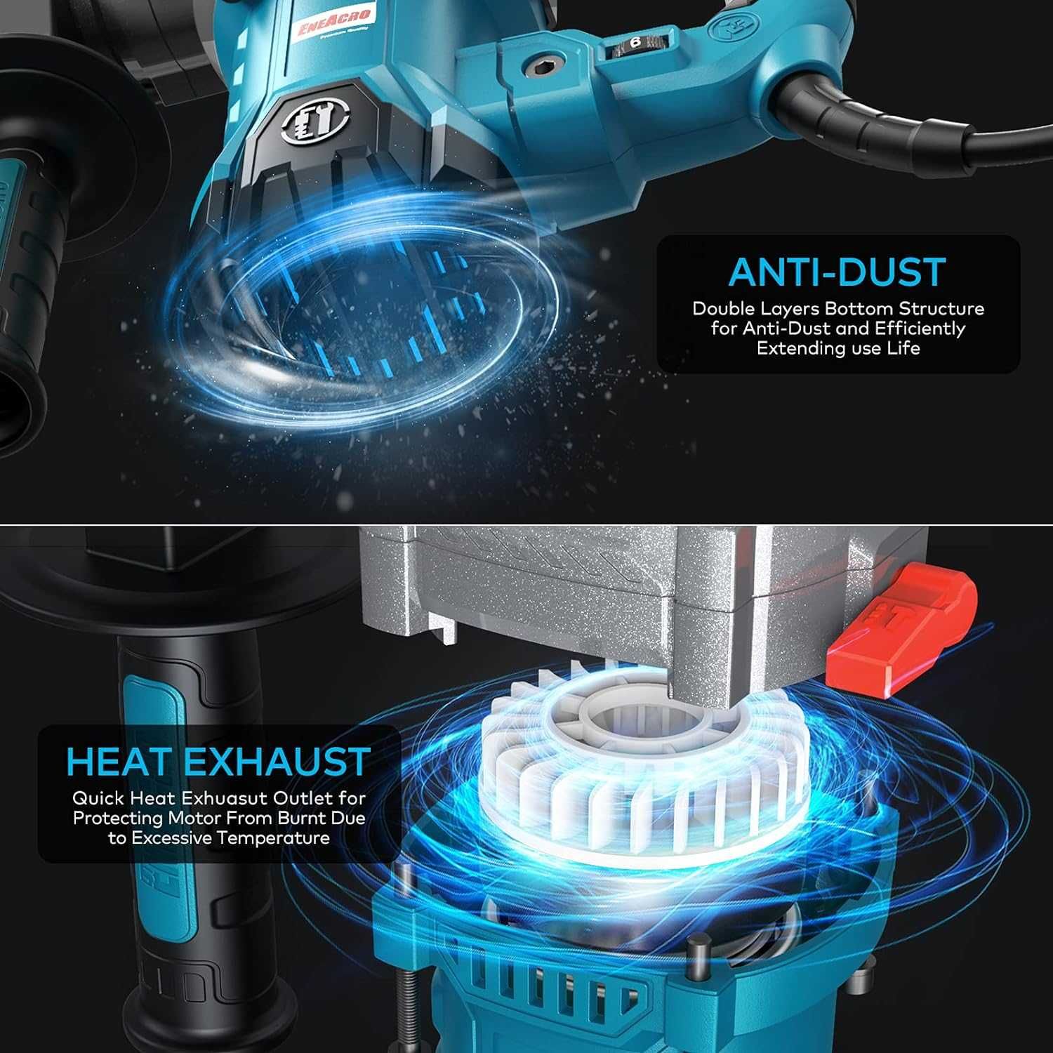 Ciocan rotopercutor impact SDS+GEANTA, 1500W si 6J, REDUS de la 650RON