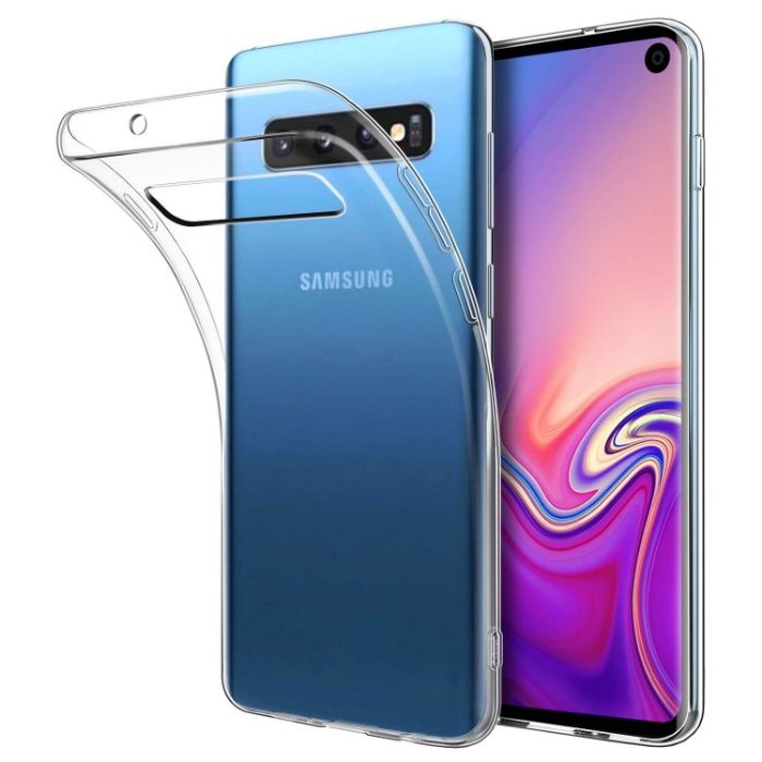 Husa Silicon Clear/Black Premium si Folie Curbata Samsung S10 S10 Plus