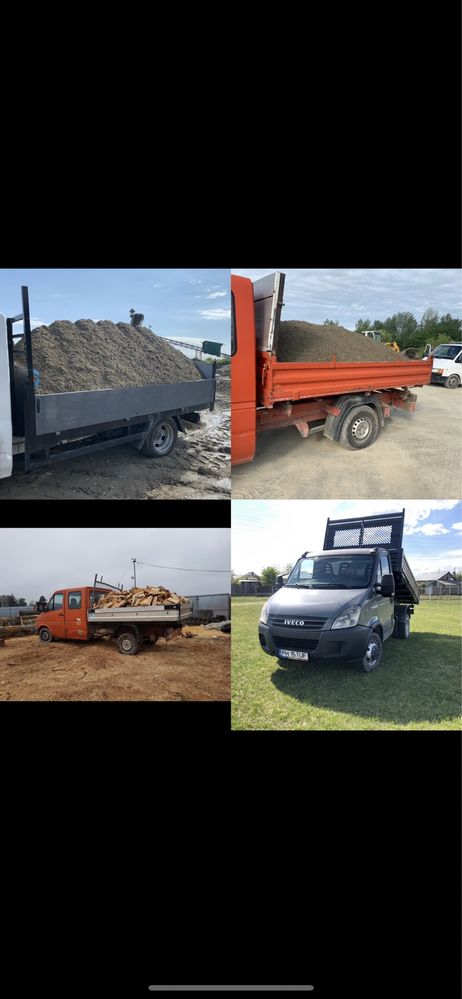 Aduc nisip , pietriș , balastru , amestec , pamant negru