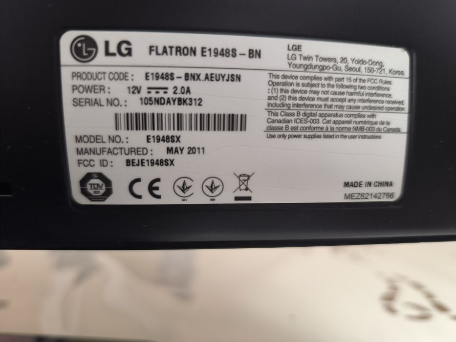 Monitor LG FLATRON E1948 20, holati ideal