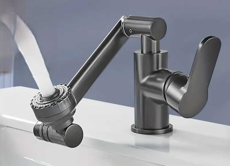 Baterie apa monobloc rotativa 720 grade negru lucios completa