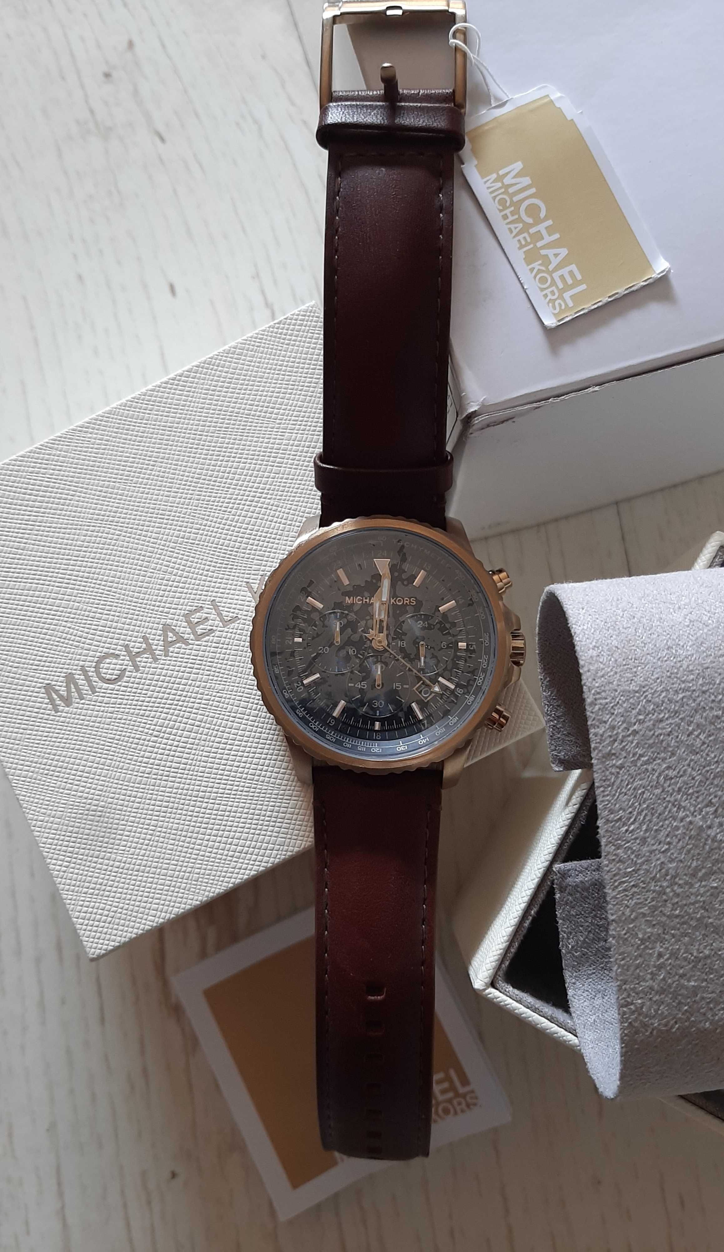 Мъжки часовник Michael Kors Cortlandt Chronograph Brown Leather Watch