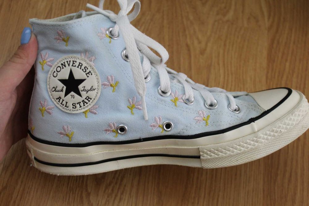 Converse chuck 70 albaștri cu model floral, mărime 37,5/ 37