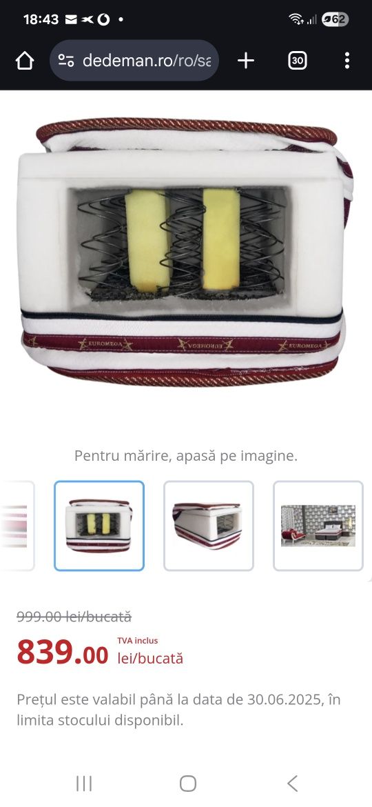 Saltea 160/200 achiziționată anul trecut
