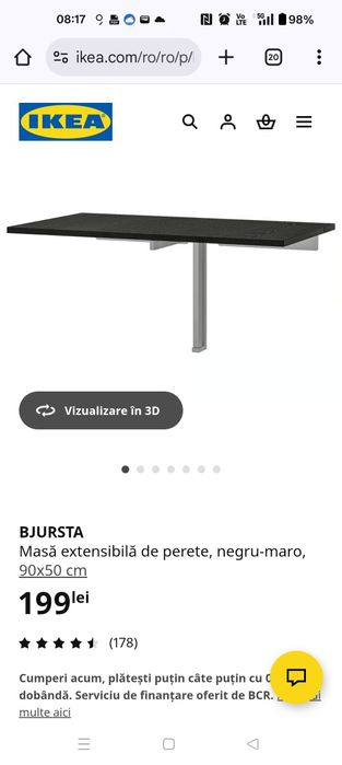 Masa de perete pliabila IKEA