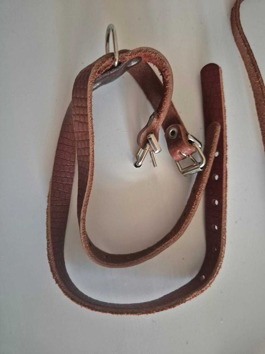 Шлейка с поводком кожаная новая