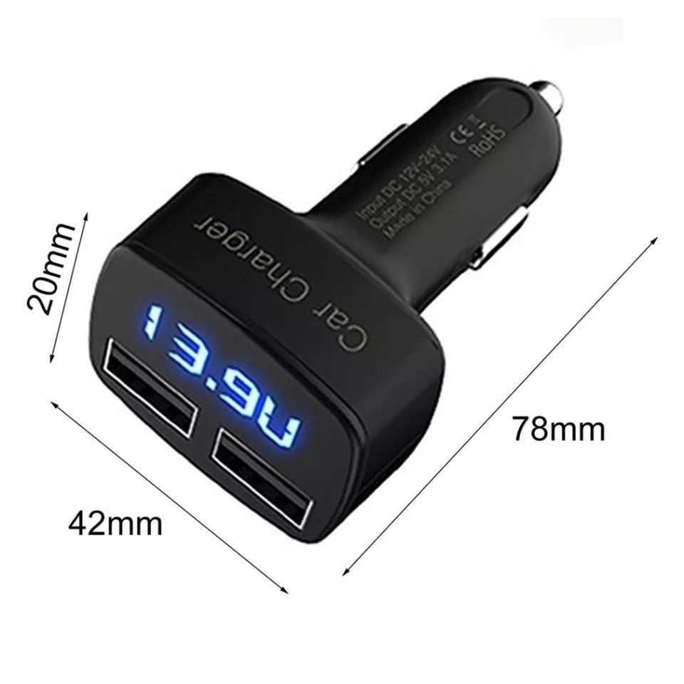 Incarcator auto la bricheta 4 in 1 cu 2 porturi USB.