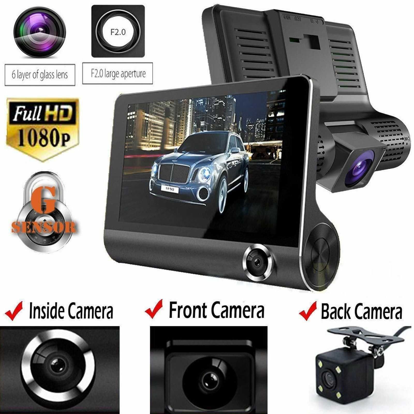 HD Видеорегистратор с 3 три камери! DVR DASH CAMERA. Задна камера кола