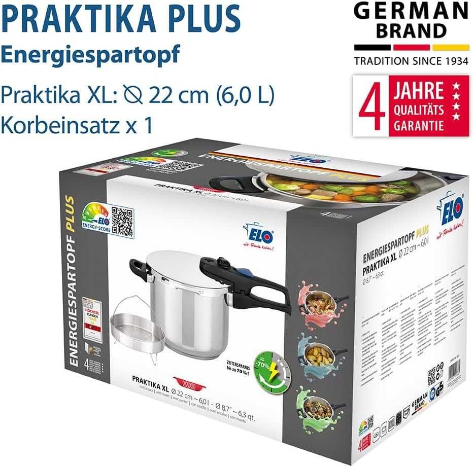 Немска тенджера под налягане ELO Praktika XL 6l, 22cm