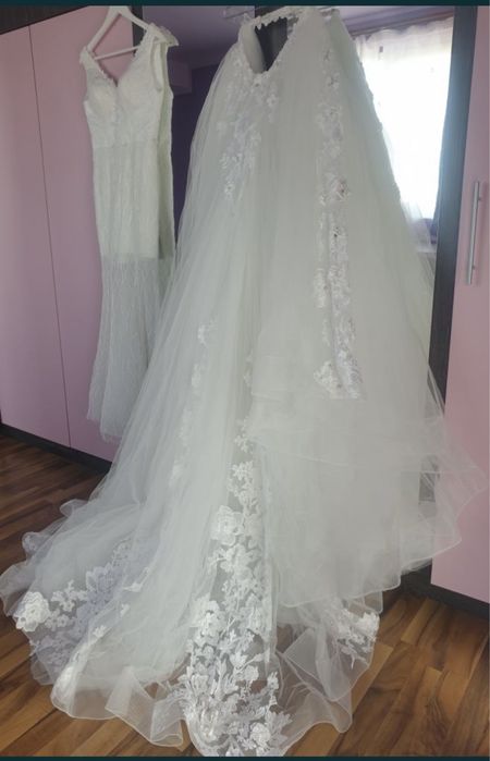 Rochie mireasa sirenă cu trenă detasabilă