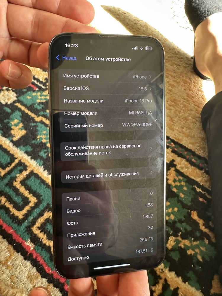 Iphone 13 pro 256 gb  yomkost 100%