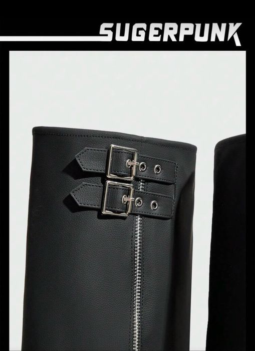 Дамски ботуши черни,кожа с цип