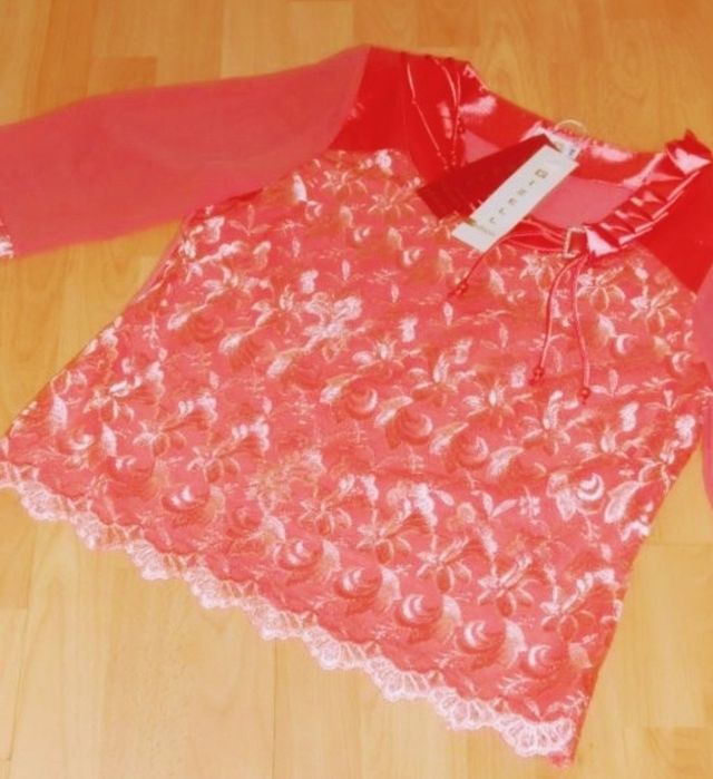 Bluza eleganta Gizell fashion, insertii dantela ai voal