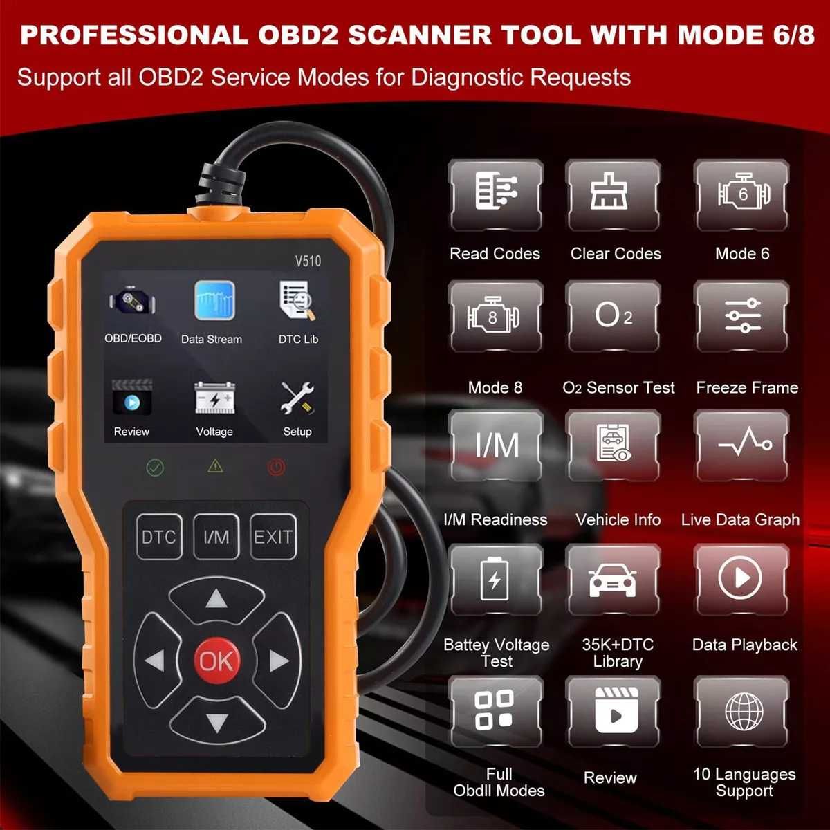 OBD2 ОБД2 Скенер за кодове Четец на грешки Диагностика за кола Тестер