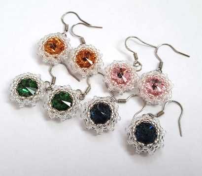 Серьги ручной работы (кристаллы Сваровски)