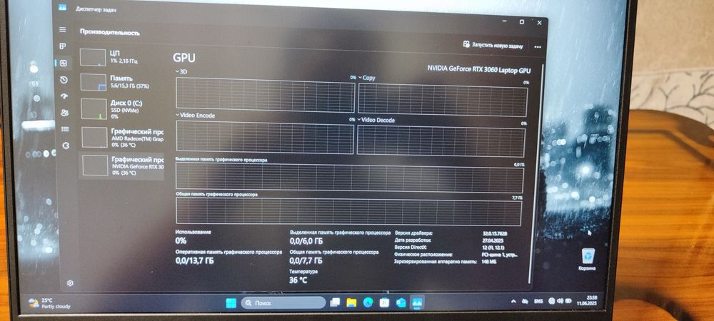 Игровой монстр HP VICTUS REYZN7 5800H/RTX 3060 на 6гб/ОЗУ 16гб/SSD 512