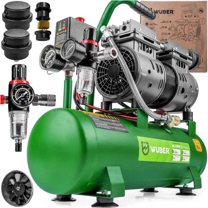 Compresor de aer silentios Wuber, putere 550W, rezervor 9L