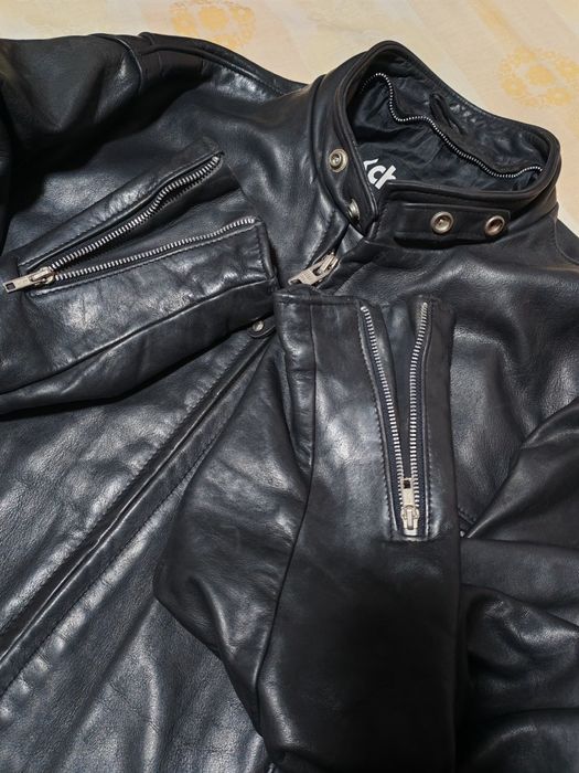 Schott 641 Leather Single Riders Jacket Men Size 44 Black,made in USA