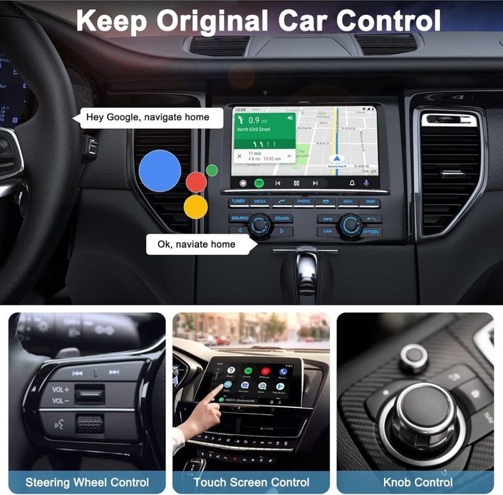 Android Auto Wireless cu adaptor USB la USB-C 5GHz WiFi 4.2 Bluetooth