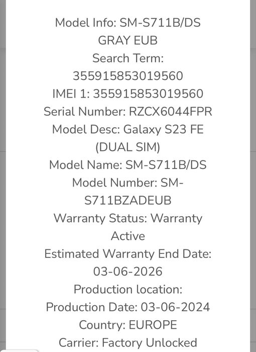 Samsung Galaxy S23 FE 5G; Graphite; Impecabil