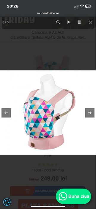 Kinderkraft - Marsupiu ergonomic Nino Pink