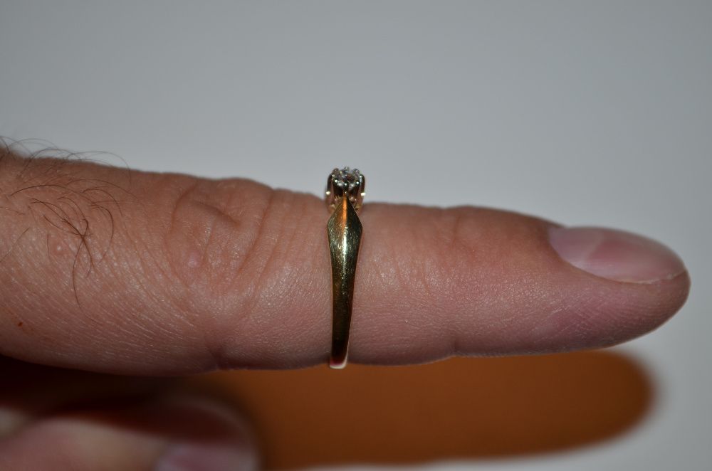 INEL AUR 14K + 1 Diamant = 0.15ct - Solitaire - 3g - Logodna - Vintage