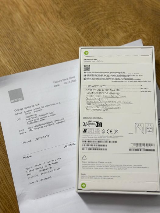 Vand iPhone 17 PRO MAX 1TB - Orange Cosmic