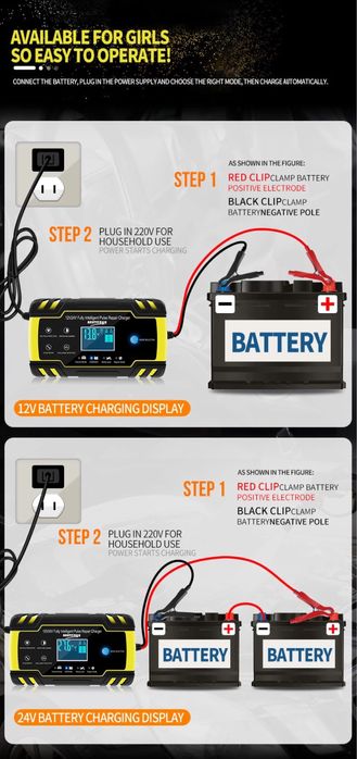Зарядно устройство 12V/24V 8A импулсно
