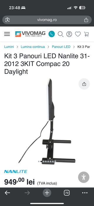 Nanlite Kit 3 lumini led Compac 20