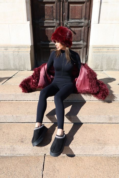 Последен цвят Дамско пухкаво палто