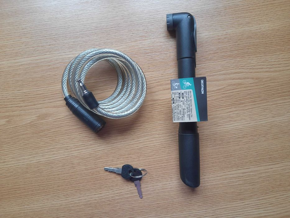 Cordon antifurt si pompa de mana pentru bicicleta