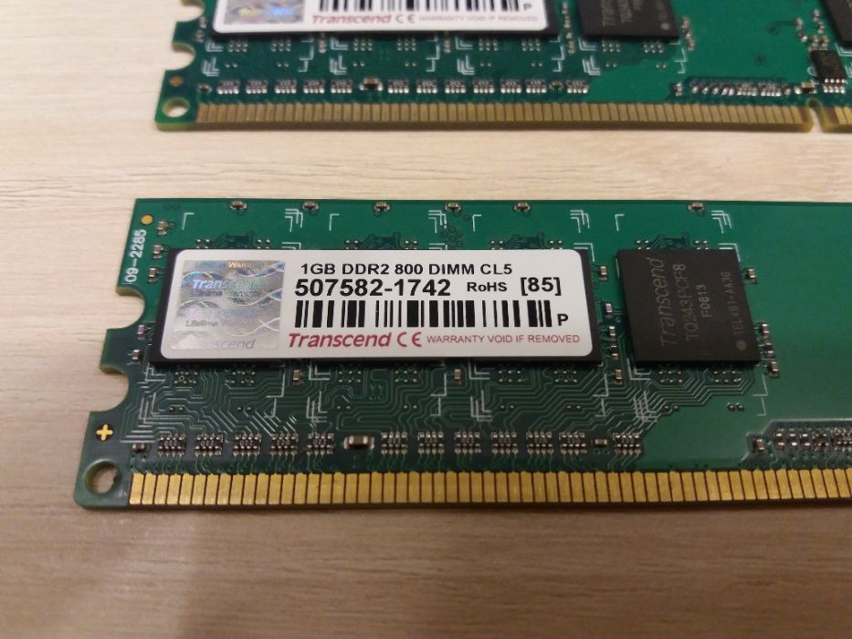 RAM памет Transcend 1GB DDR2 800 DIMM CL5 за настолен компютър