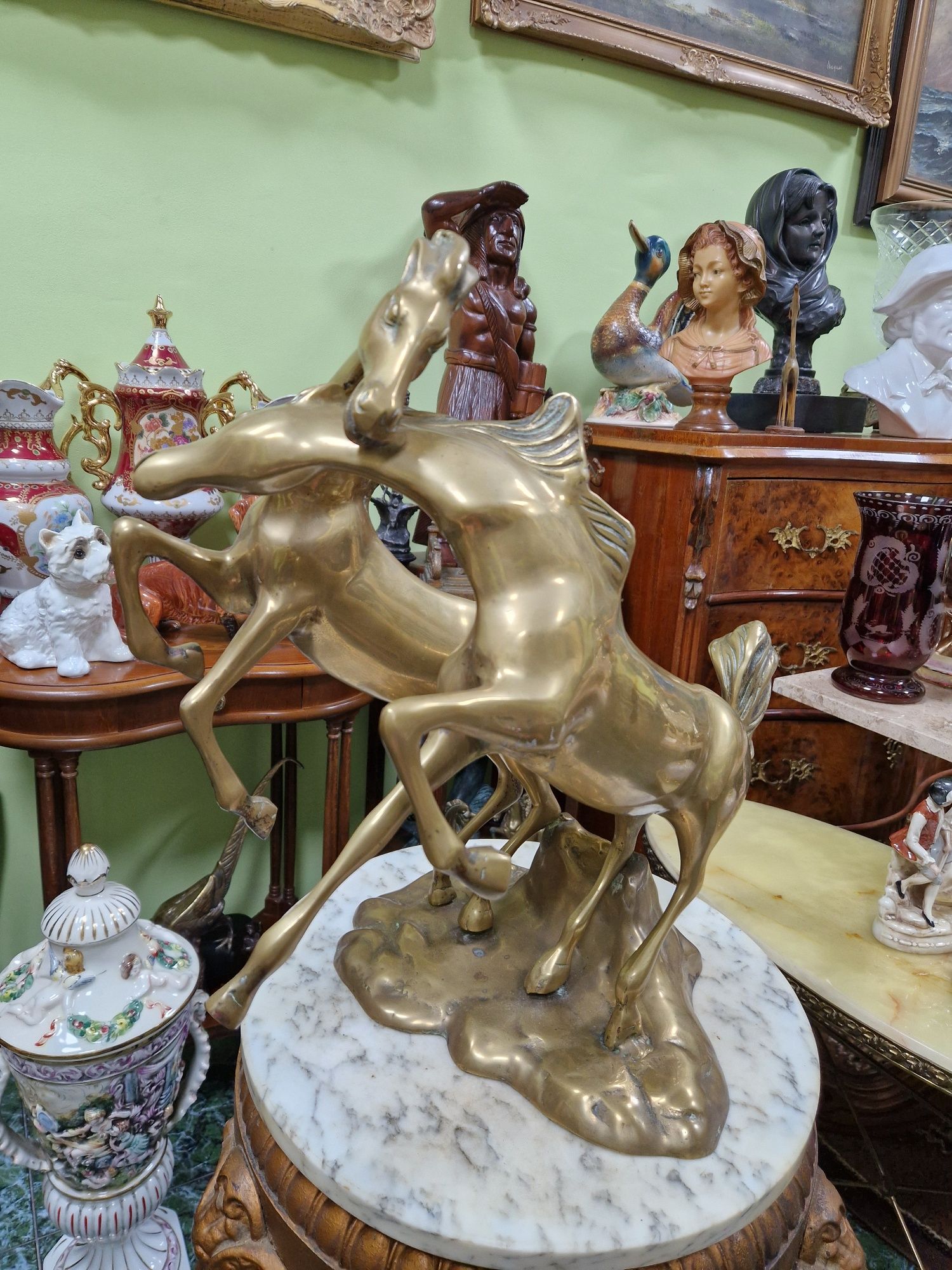 Уникална огромна антикварна английска бронзова фигура композиция
