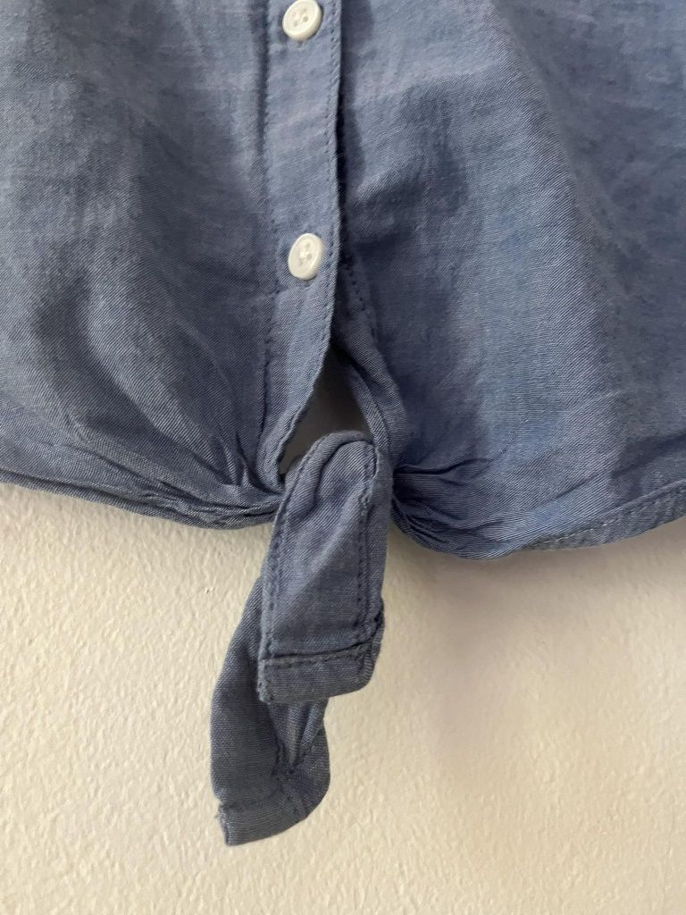 Дамска тънка памучна риза с дънков десен размер S