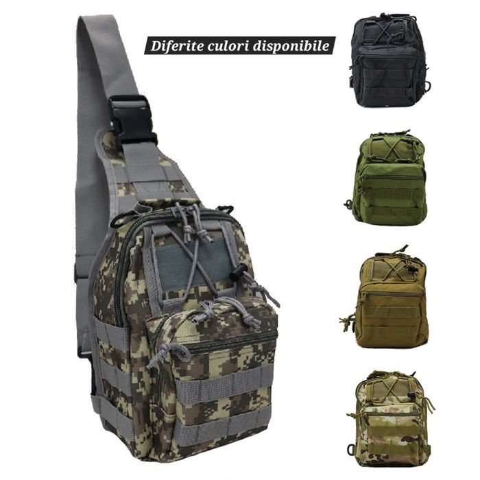 Geantă/Borsetă de piept/spate Army Molle Camuflaj. Buzunare ascunse.