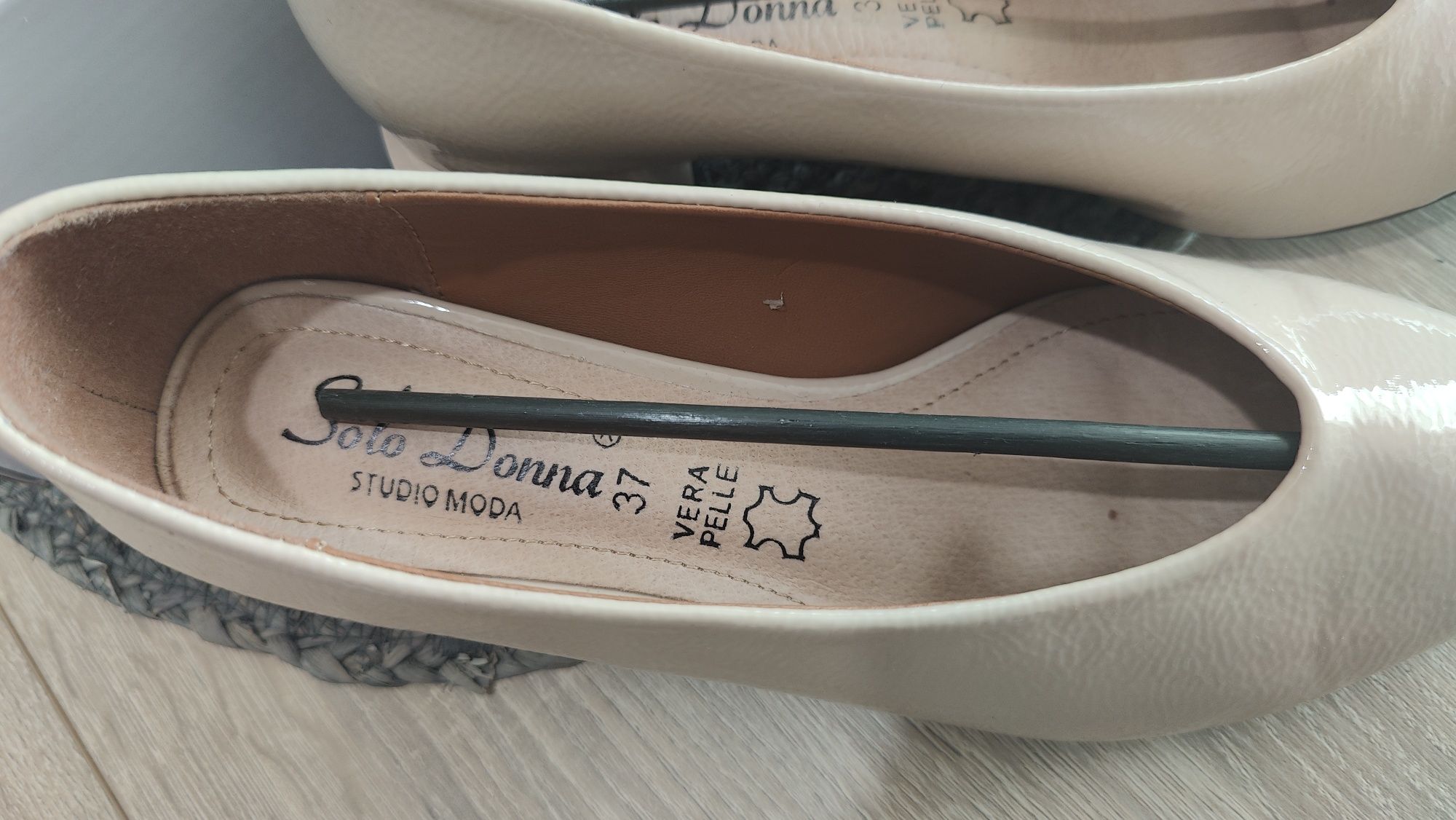 Pantofi cu toc patrat 37 nude/bej deschis Solo Donna Benvenuti piele