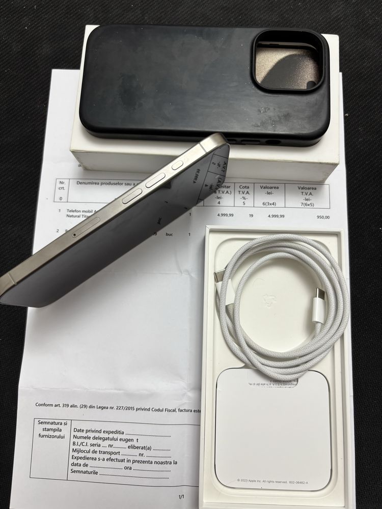 IPhone 15 Pro Nat Titanium Factura+Garantie Impecabil 128GB  Full Bo