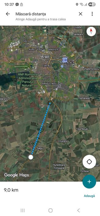 Teren arabil Sagu 2,3850 ha cu front stradal ARAD-TIMISOARA