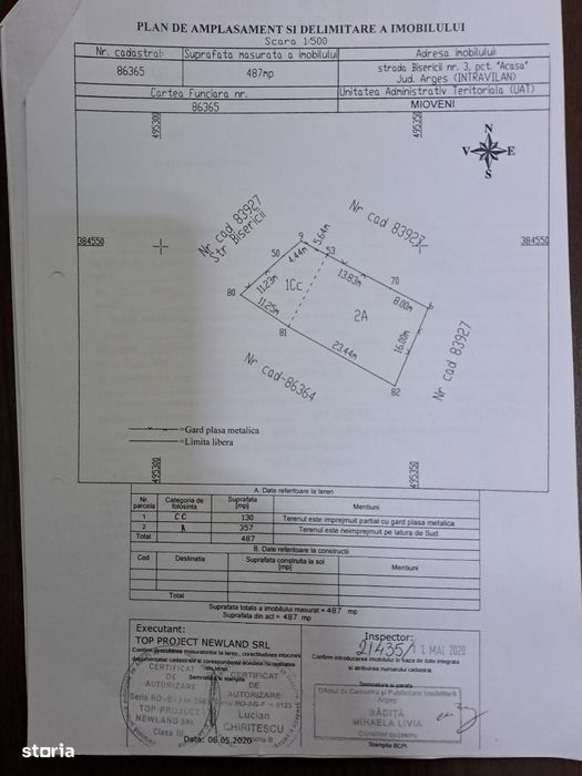 Vand/închiriez teren Mioveni, lângă biserica sf Gheorghe Stadion