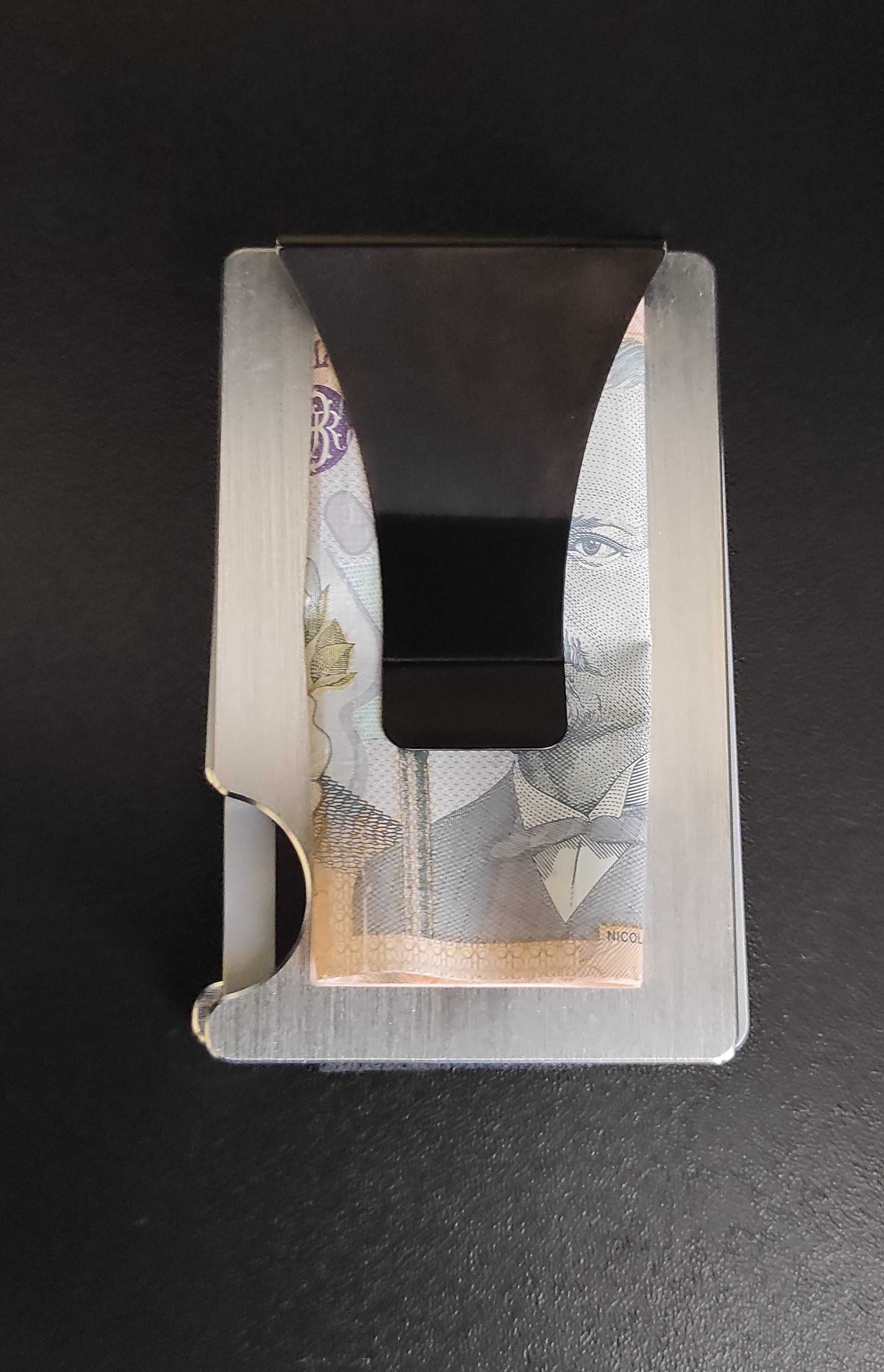 Portcard / portofel minimalist din aluminiu cu protectie RFID