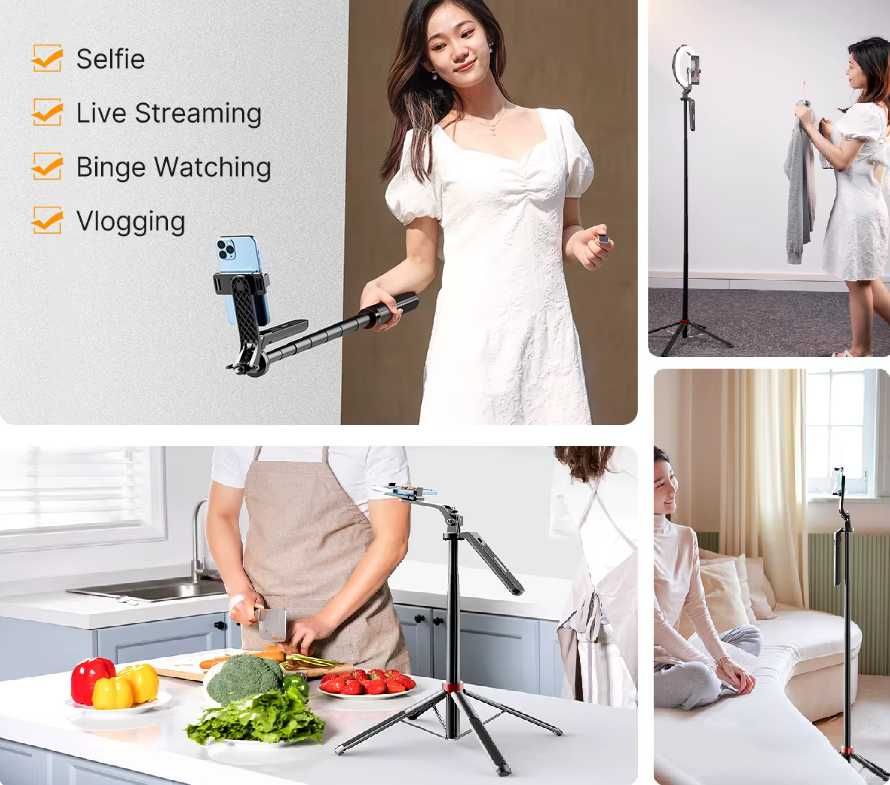 Ulanzi MA09 селфи стик , статив за смартфон или GoPro 180 см.