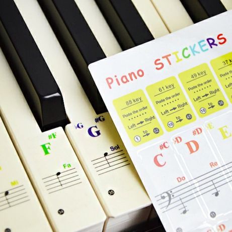 Цветные нотные наклейки для пианино
