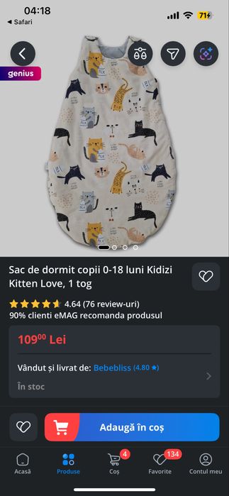 Sac de dormit 0-18 luni Kidizi 1 tog NOU