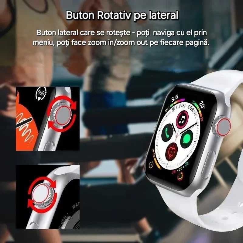 Smartwatch. Apeluri/Mesaje pe ceas. Notificări. Sănătate&Fitness. Alb.