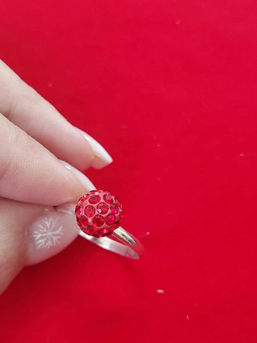 AG113,inel argint 925,nou/marcat,bila zirconiu rosu, reducere 20%
