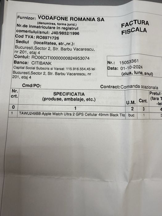 Apple Watch Ultra 2, Garantie reala 1 An