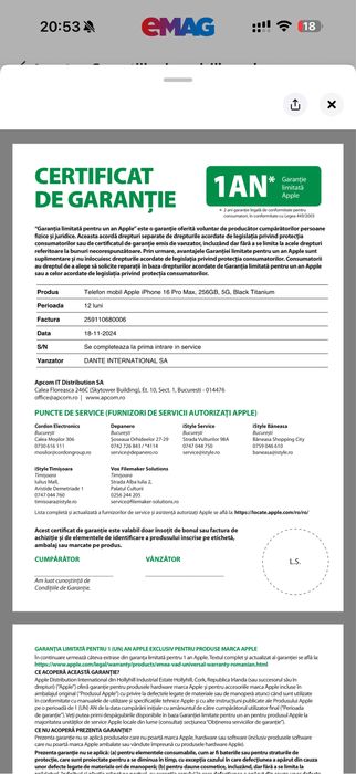 Apple iPhone 16 Pro Max, 256GB, 5G, Black Titanium