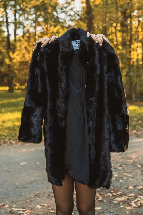 Луксозна натурална норкова шуба+подарък мече от рози