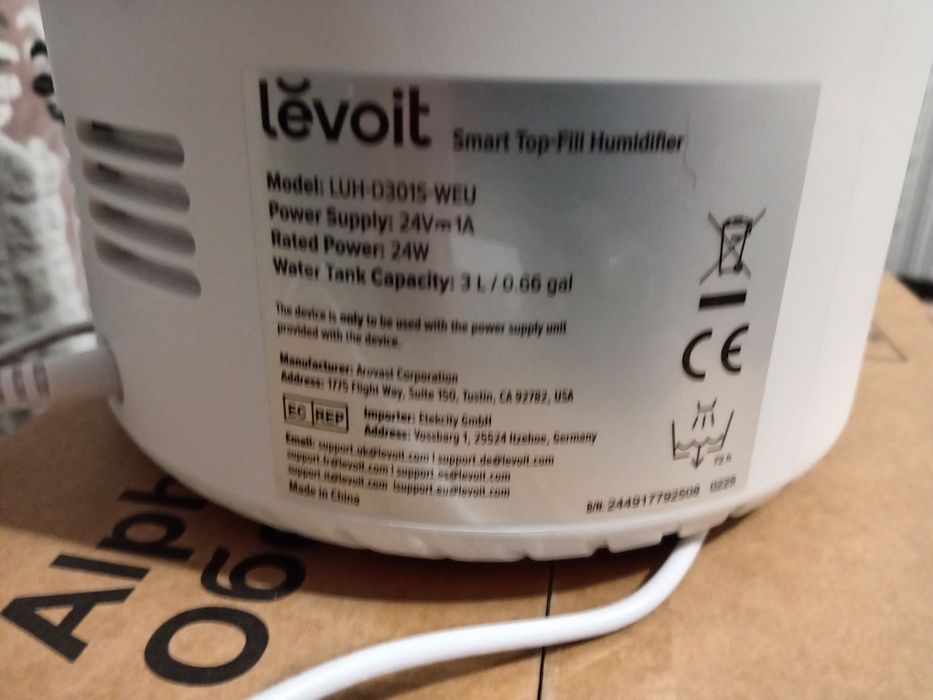 Овлажнител Levoit LUH-D301S-WEU – Smart Top-Fill Humidifier